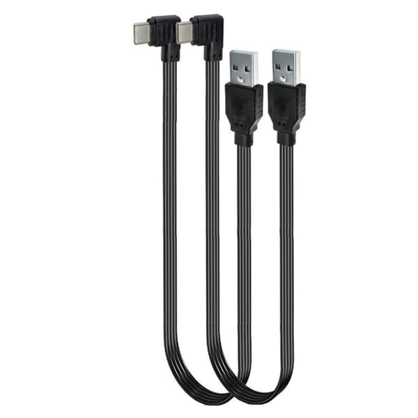 Fladt slankt USB til Type C opladningskabel strømledning til bærbare computere og telefoner 0.5m Bend left
