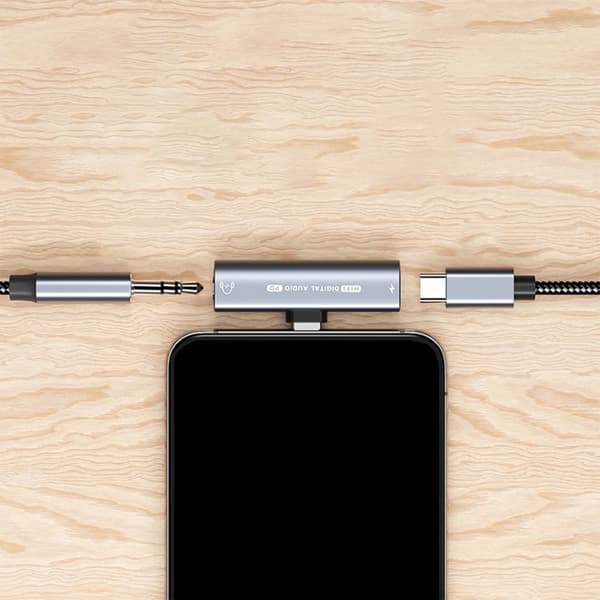 2-i-1 USB C til USB C 3,5 mm hodetelefonadapter 27W strømlading 32Bit/16Bit Grey 16bit