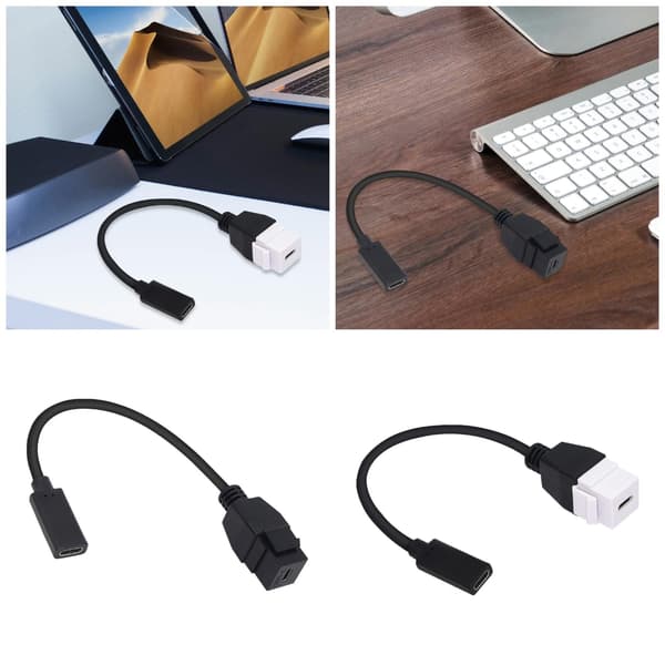 Snabb Laddning USB 3.1 Typ C Keystone Förlängningskabel för Väggkontakter White