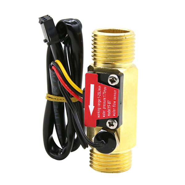 Hall-effektsvattenflödesgivare, flödesmätare med räknare, G1/2, spänning DC3.5~24V