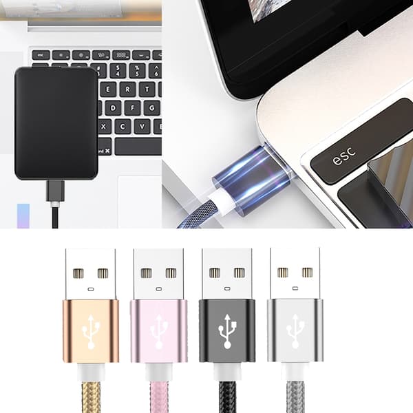 USB 2.0 Forlengelseskabel Hann til Hann Forlengerkabel 480 Mbps for Forlengelse Silver 1m