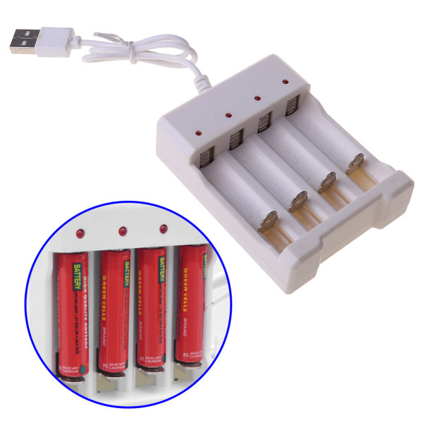 Adapter med 4 platser för AA AAA-batteri Uppladdningsbart snabbladdningsbatteri