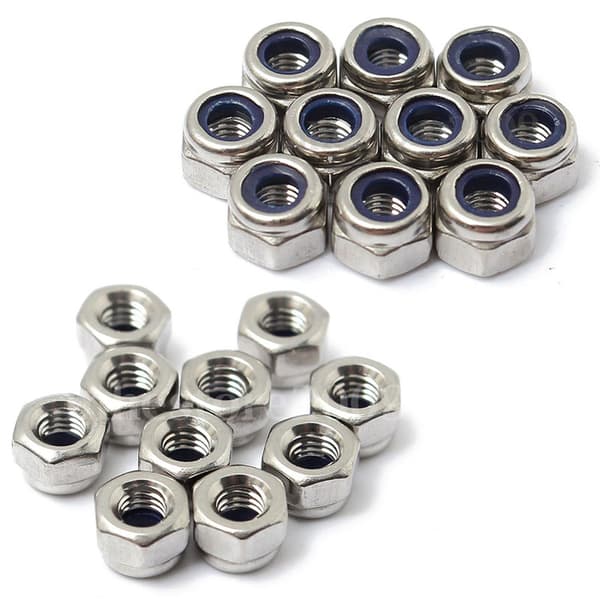 100 st/set M3 Rostfritt Stål Skruv Lås Nylon Hex Mutter Insats Låsmuttrar 3mm