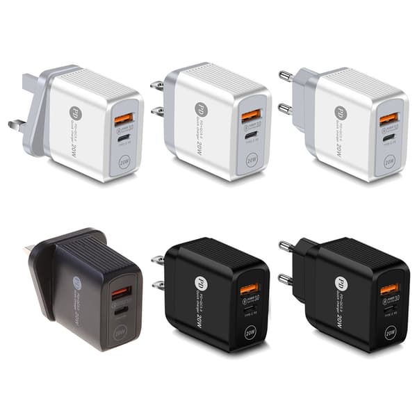 20W Quick Charge 3.0 USB Type C PD Oplader til 12 Pro Max USB C White UK