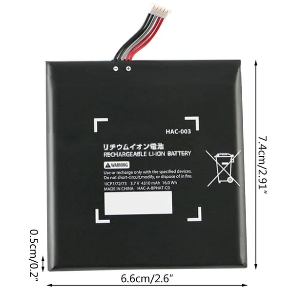 Uppladdningsbart batteri med hög kapacitet för -NS Switch Console HAC-003 (3.7V 4310mAh)