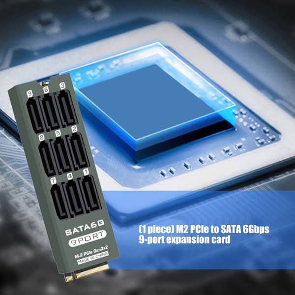 9-ports SATA3.0 6Gbps udvidelseskort til M.2 PCIe-forbindelse til datacentre