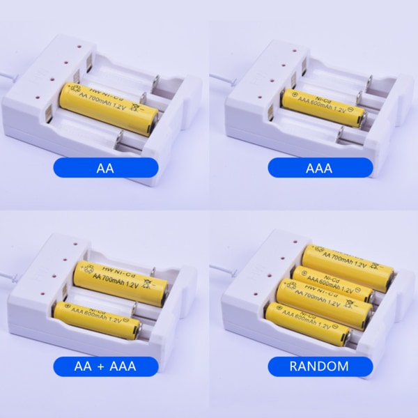 Adapter med 4 platser för AA AAA-batteri Uppladdningsbart snabbladdningsbatteri