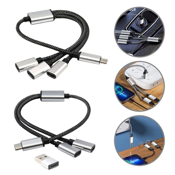 Erstatning USB C Hann til 3 USB C Hunn Splitter Skjøteadapter 30cm null - One for three