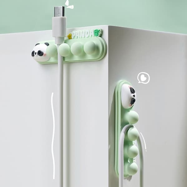 Søt Panda Selvklebende Skrivebordskabelklips Ledningsorganiseringsholder null - B