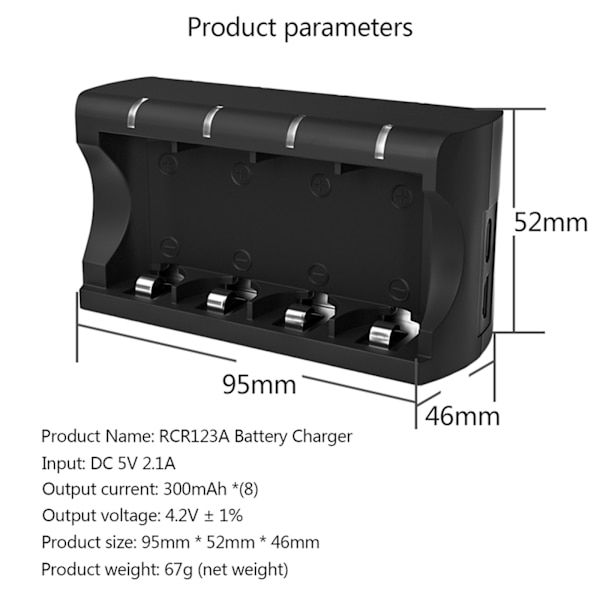 8-slots Batteriladdare 4.2V för CR123A 16340 16350 Uppladdningsbara Batterier för Smar