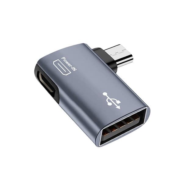 Micro USB OTG-adaptere med ekstern strømforsyning og tastaturer null - Bend left