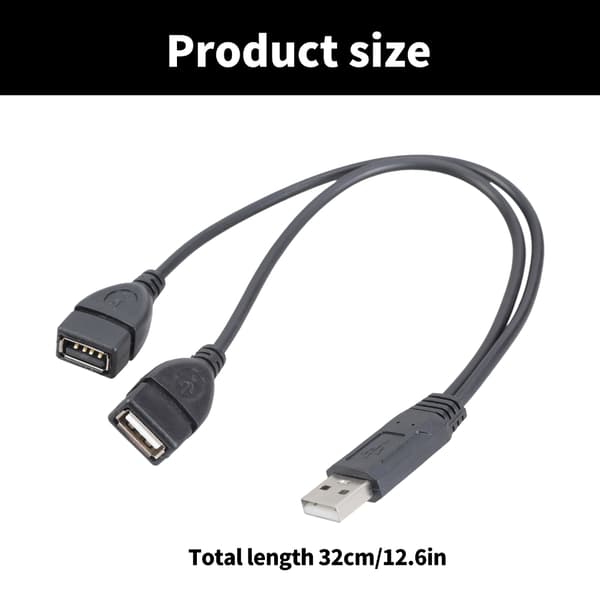 USB 2.0 Han til Dobbelt USB Hun Y Splitter Kabel Strømledning til Laptop Tablet Smartphones Dataoverførsel og Strøm