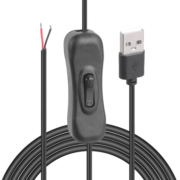 USB til 2-benet bart ledningsåbent endekabel 5V USB han 2-benet pigtail strømledning erstatning