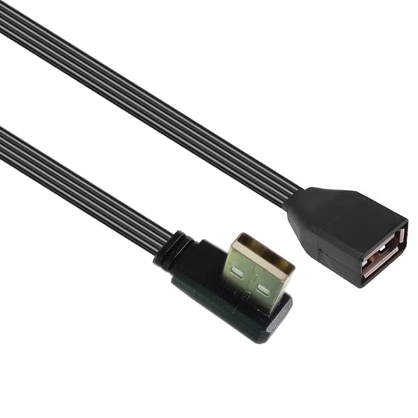 Litteä datakaapeli USB 2.0 jatkojohto 90 asteen/suora pää uros-naaras 5cm Bend left