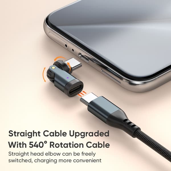Fleksibel Roterende USB C Adapter PD240W 5A Hurtiglading 480Mbps Overføring 2pc