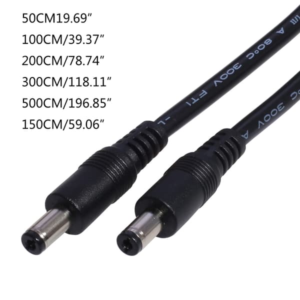 Dobbelt han-ende DC strømforsyningskabel 5,5 x 2,1 mm han til 5,5 x 2,1 mm han 1m