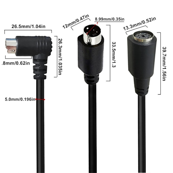 Mini Din 4 Pin Han til Han S-Video Kabel Stikledning til Videokameraer Bærbare Computere 0.5m - Double bend
