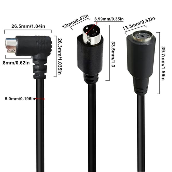 Mini Din 4-pin hann til hann S-videokabelkontaktledning for videokameraer og bærbare datamaskiner 0.5m - Double bend