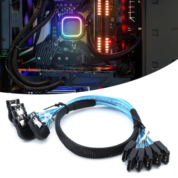 Premium SAS4.0 6SATA til 6SATA 7PIN Data Server Kabel til SSD-forbindelse 50cm
