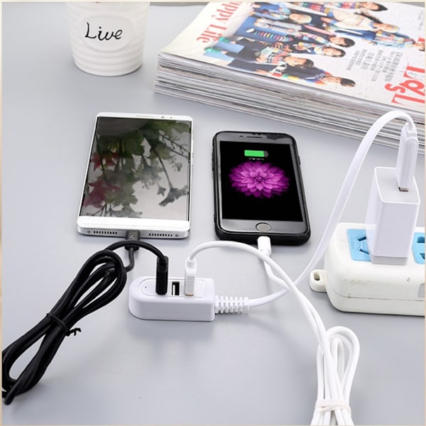 3-port USB Hub Splitter Extender USB Adapter Höghastighets Splitter Notebook En-till-Tre Extender Hub för Stationär Dator Laptop 1.2m
