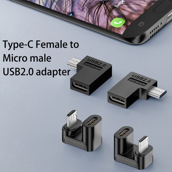 Micro USB till Typ C Dataöverföring Konverteringskontakt för Smartphone Navigation null - Bend left