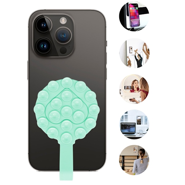 Säker telefonhållare i gummi med stark sugkopp, flexibel för alla ytor Mint Green
