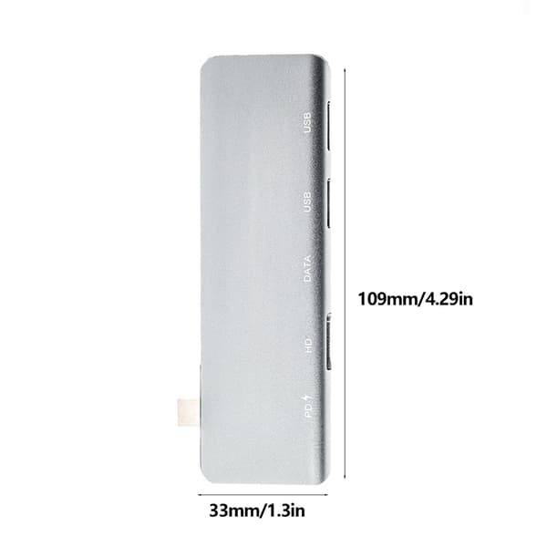 Aluminium 5-i-1 USB C-hub til hurtig strømforsyning og problemfri skærmdeling