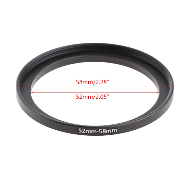 Universal Metall Steg-Upp-Ringar Aluminium Objektivadapter Filter 52mm-58mm Fotografi