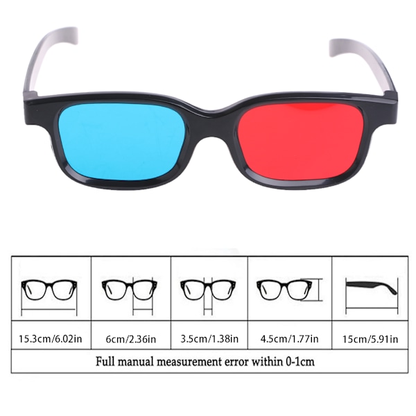 Röda Blå Cyan Anaglyf 3D-glasögon Filmglasögon med Polariserande Linser Upplev 3D Visuell Effekt för Vuxna Barn