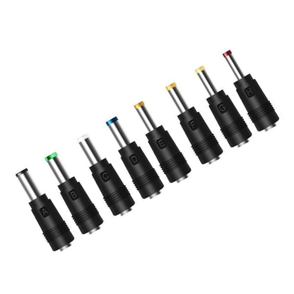 Direkte Strøm Rund Hull Strømadaptere Universale Laptoper Mobil Lader Konverteringshode 8 i 1 DC5.5x2.1mm Tips null - 1 set