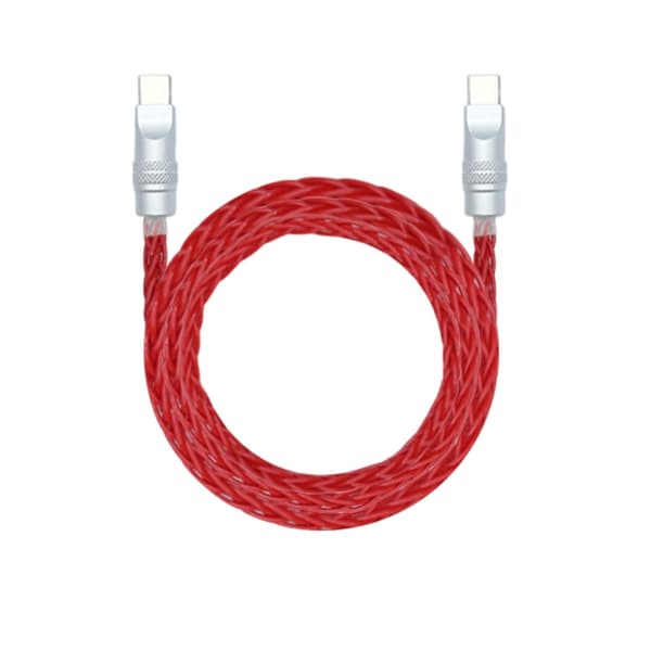 Snabb Typ C Flätad Datakabel med Åtta-Kärnig Silverpläterad Koppar Red 15CM
