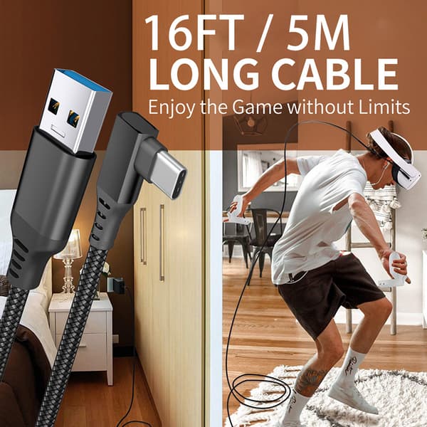 VR-linkkabel hurtigopladning til Oculus Quest 2 højhastighedsdatatransmissionslinje 5 Gbps data VR-headset USB C null - USB to Type-c black5M