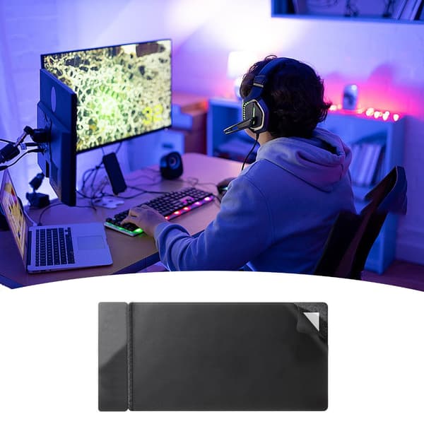 Stor Gaming Musemåtte Udvidet Blød Magnetisk Musemåtte Skridsikker Base Vandafvisende Tastaturmåtte Computermusemåtte Black