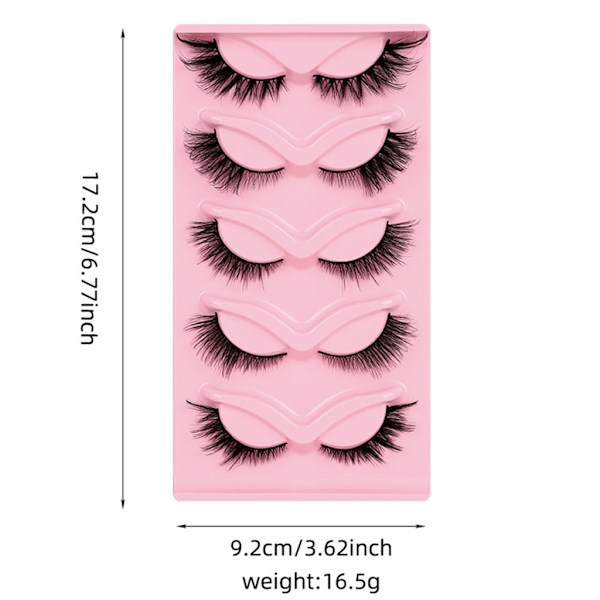 5 par Cat Eye Lashes Wispy Faux Mink Lashes Cat Eye Ögonfransar för kvinnor XF39-5