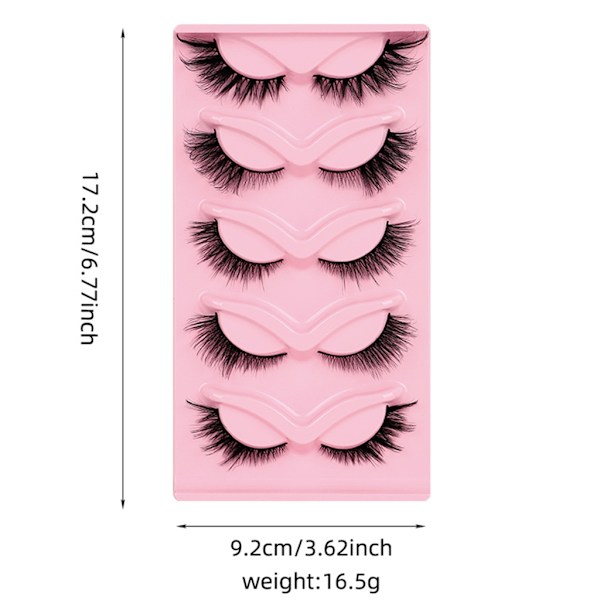 5 par Cat Eye Lashes Wispy Faux Mink Lashes Cat Eye Ögonfransar för kvinnor XFHZ-5