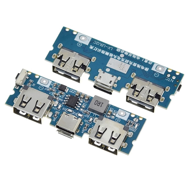MicroUSB Typ-C USB Laddningskort LED Dubbel USB 5V 2.4 A för Mobil 18650 Ström