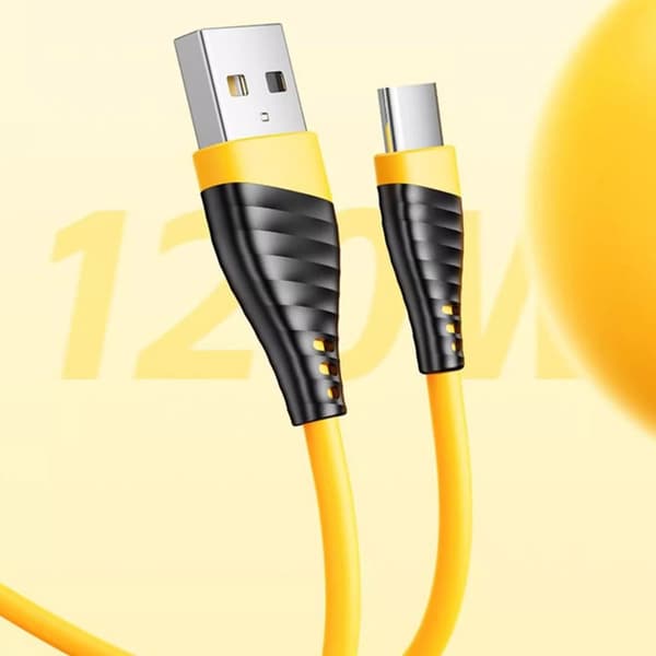 Flexibel 120W USB C Laddningskabel Ger Snabb 6A Strömförsörjning 480Mbps Data 0.3m
