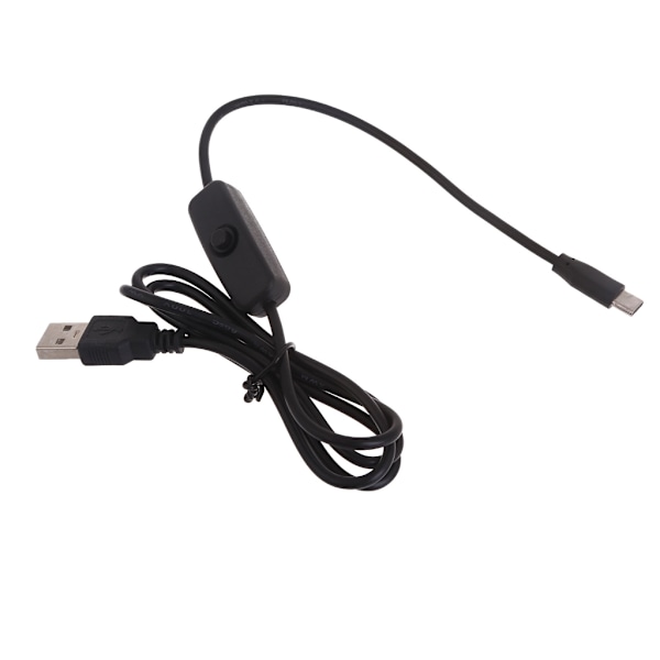 USB-kabel med strömbrytare 5V3A Typ-C till USB A Laddningskabel för Raspberry Pi 4B Black