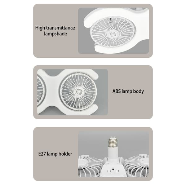 Dobbelt hoved ventilator med LED lys E27 fatning LED loftventilator lys holdbar