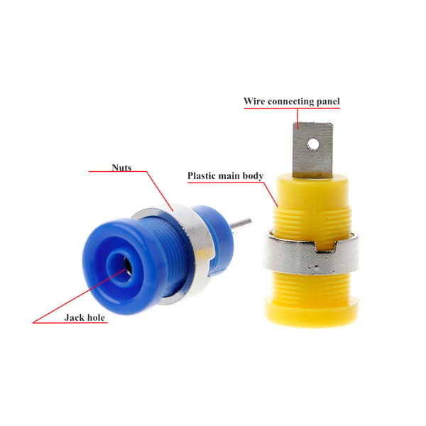 5 stk. 4mm Bananstik Hun Jack Socket Stik Ledningsforbindelse 5 Farver