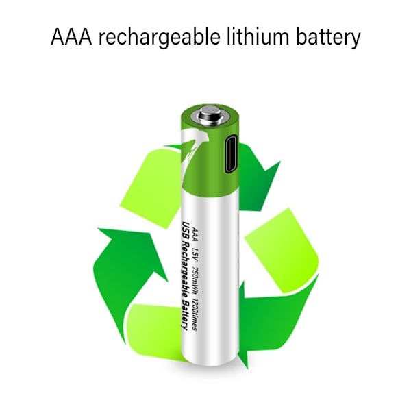 USB AAA Litium Uppladdningsbara Batterier Snabbladdning 1200 Cykler USB C Port 4