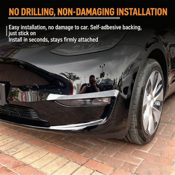 Lättinstallerad vindavvisare för utvalda 2019+ ABS främre stötfångarläppsplitter Glossy Black