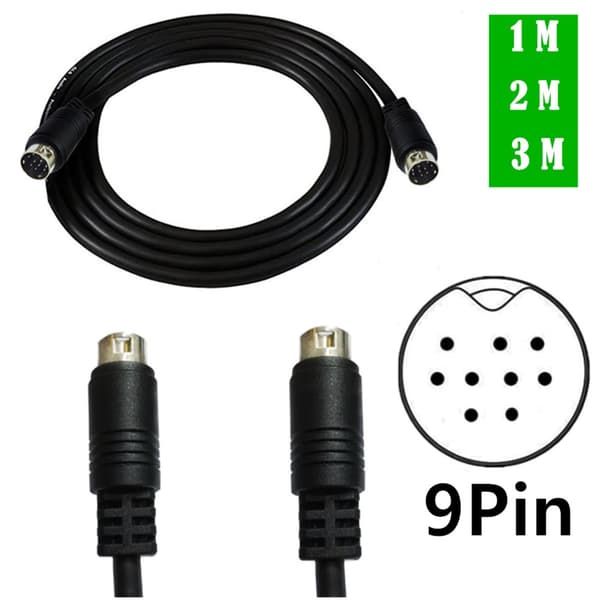 1/2/3m Mini Din 9-bens han til 9-bens han forlængerlydadapterkabel til DVD'er hjemmelydkort underholdningssystem 2m
