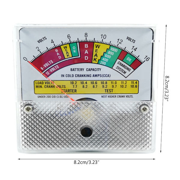 Batterivoltmeter DC 6V/12V/16V Batterikapacitetsindikator Spänningsmätare för de flesta bilar Universal Batteritestare Checker