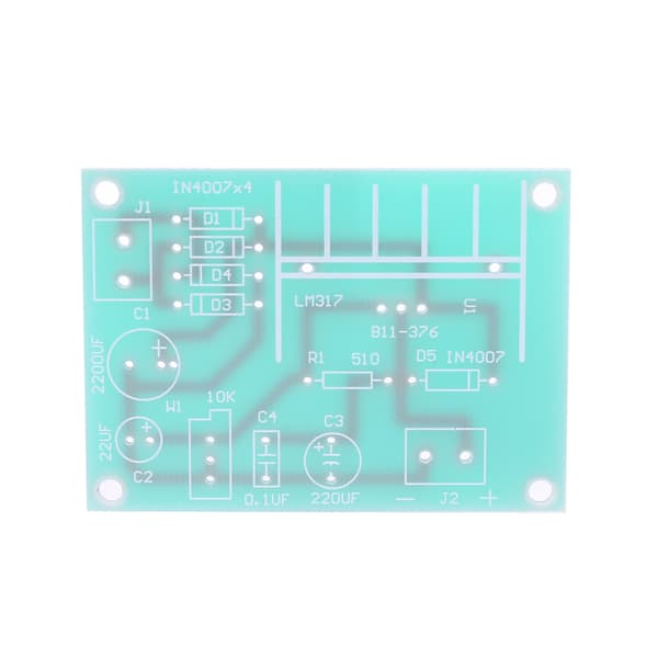 LM317 Justerbar Strømforsyningskort med Ensrettet AC til DC Input DIY-sæt