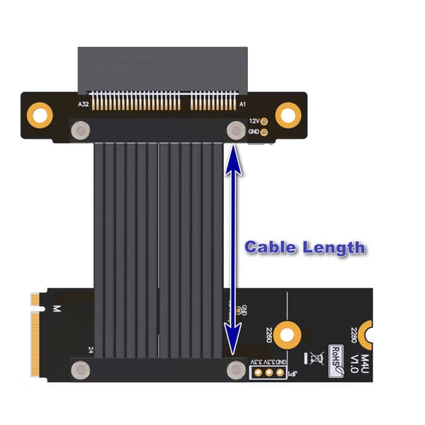 PCIe M.2 NVME-adapter förlängningskabel 64 Gbps snabb hastighet flexibel kabel 5cm - M42UF