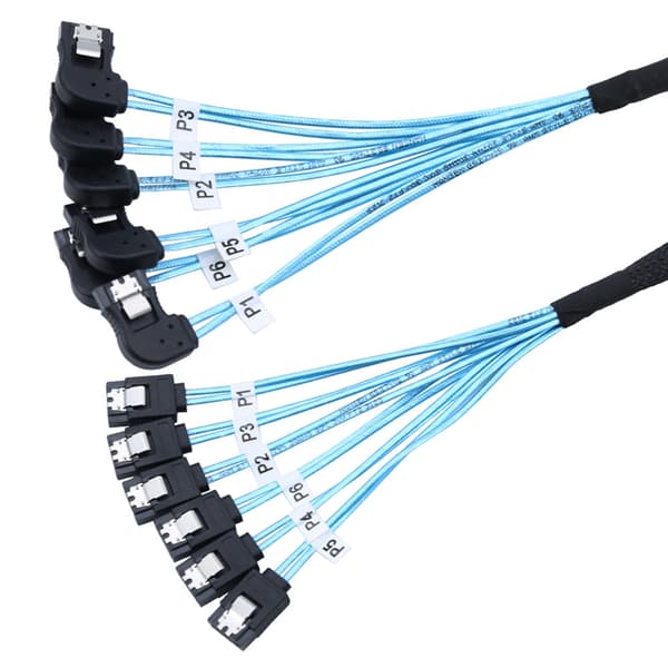 Premium SAS4.0 6SATA til 6SATA 7PIN Data Server Kabel til SSD-forbindelse 50cm