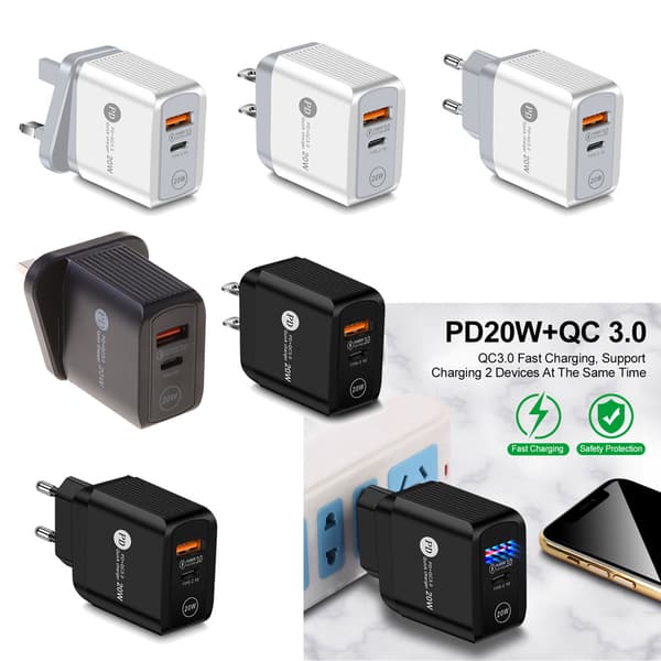 20W Quick Charge 3.0 USB Typ C PD-laddare för 12 Pro Max USB C White UK