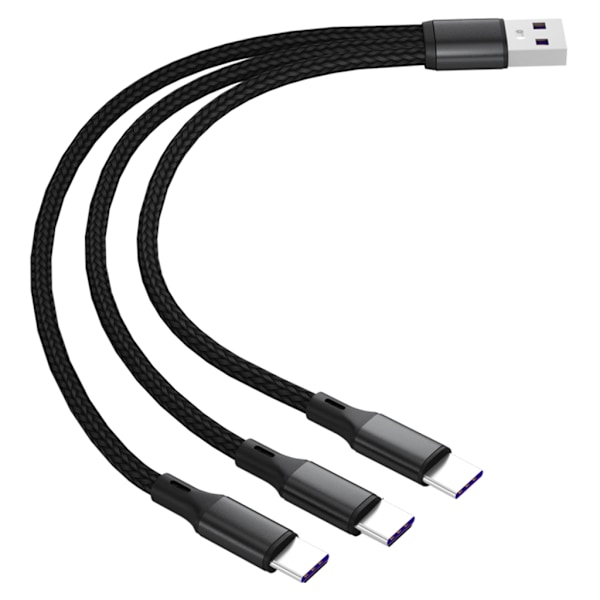 5A Supersnabb Laddningskabel En Drag Tre USB till Type-C Laddningskabel Red 120cm