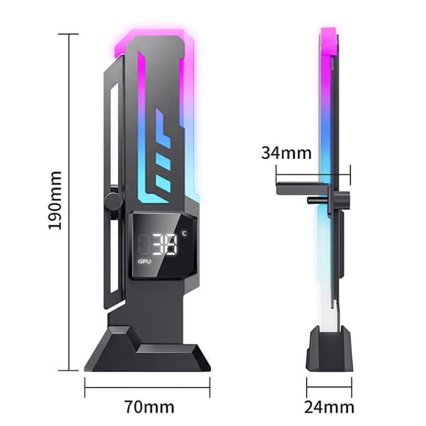 Grafikkortholder med temperaturvisning til gaming-pc-videokortstativ Black